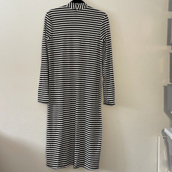 Agnes & Dora Black & Ivory Striped Duster S NWT | Longline Open Front Cardigan - Picture 7 of 7